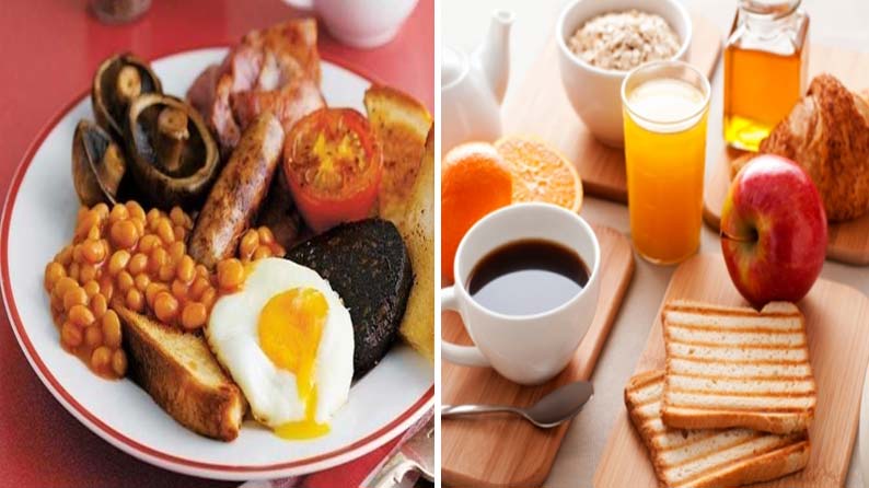 differences between american breakfast and english breakfast