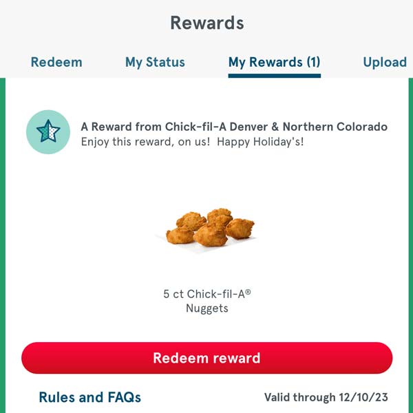redeem 2 rewards at chick-fil-a